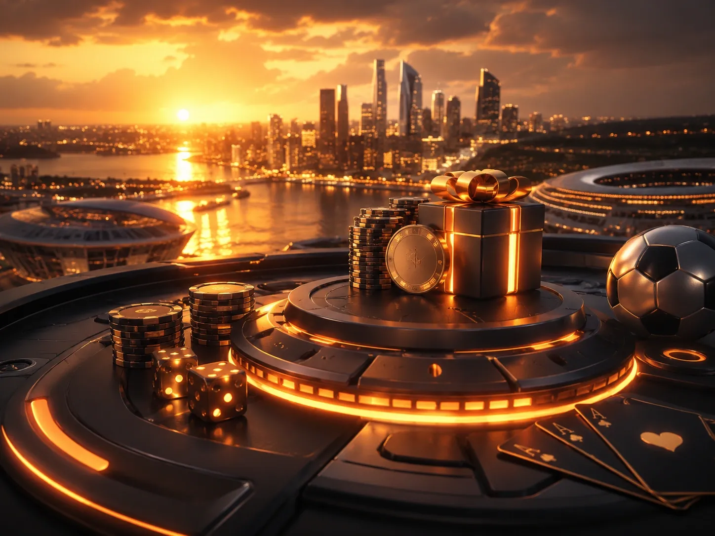 Futuristic Casino Bet Bonus At Sunset